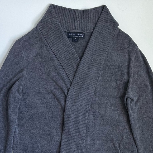 Barefoot Dreams Cozychic Ultra Lite Knit Open Cardigan Sweater Gray Size Medium - Picture 14 of 16